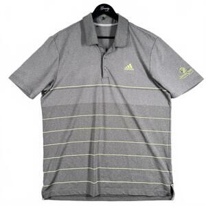 Adidas Men's Grey Striped Golf Polo Shirt XL Salish Creek golf club shirt